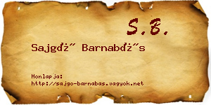 Sajgó Barnabás névjegykártya